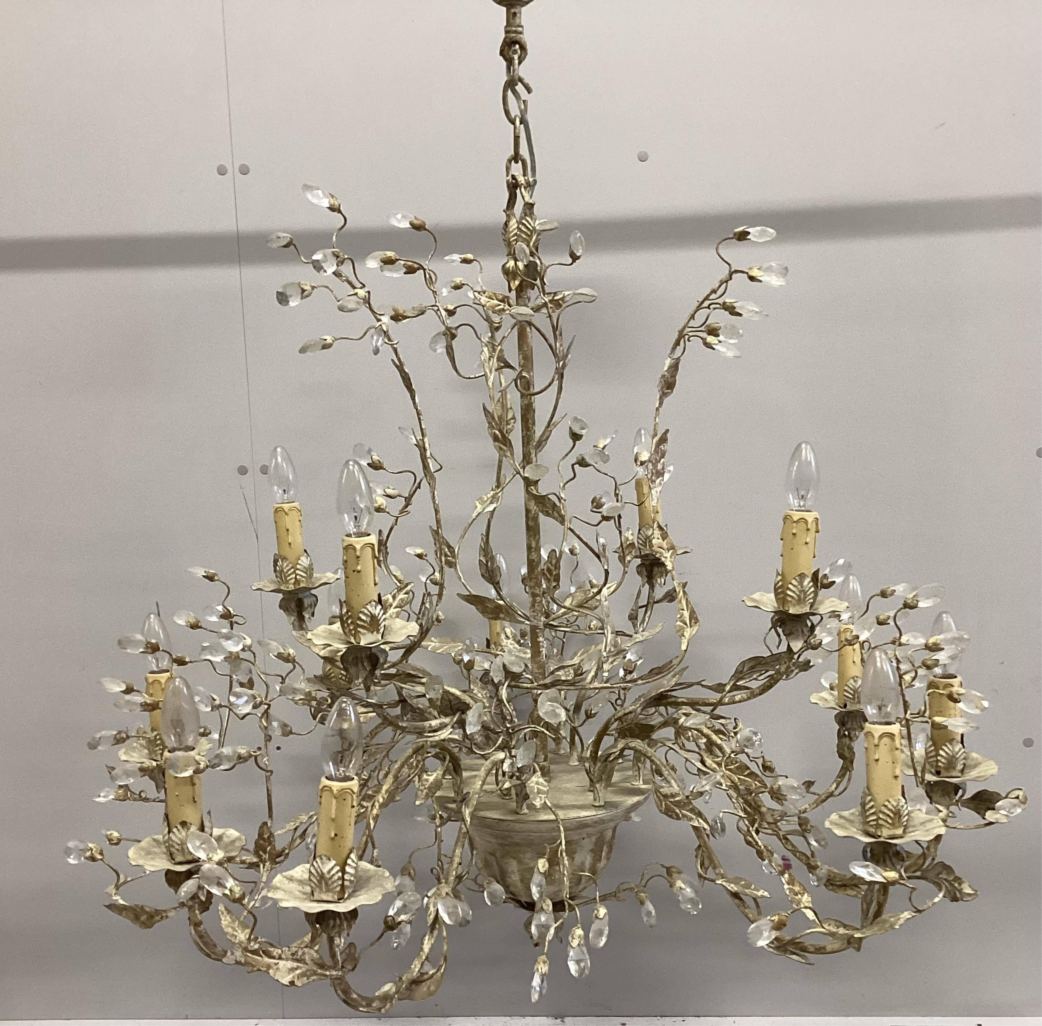 Christian Wrenn, a painted metal electrolier, drop 116cm. Condition - fair to good
